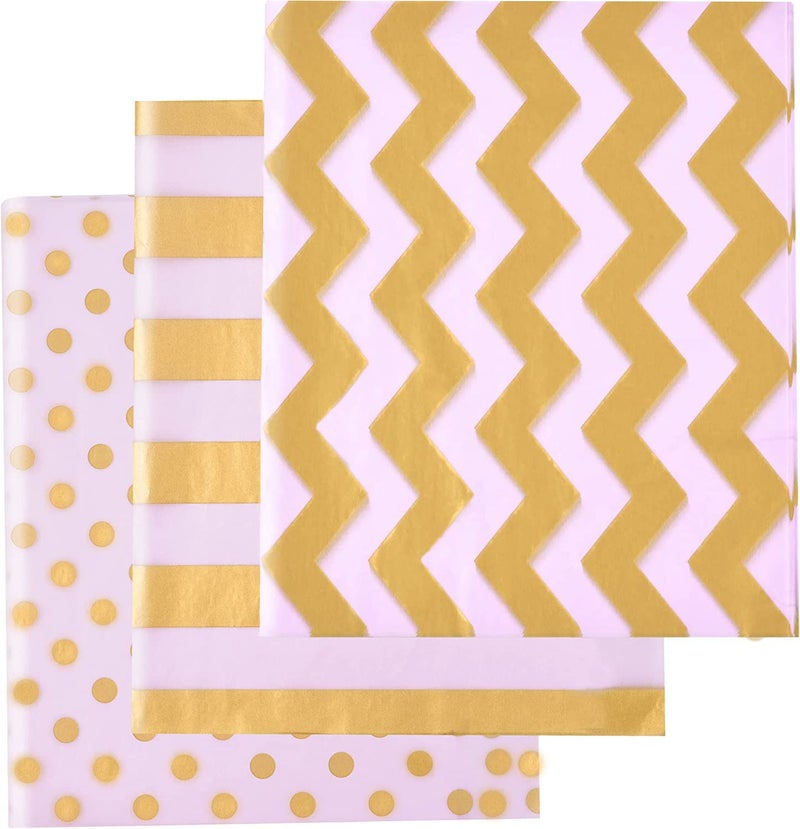 105 Sheets Gold Tissue Paper Christmas Metallic Gift Wrapping Paper Bulk for New Year Gift Bags Birthday Graduation DIY Shipping Crafts 20 Inch x 12 Inch