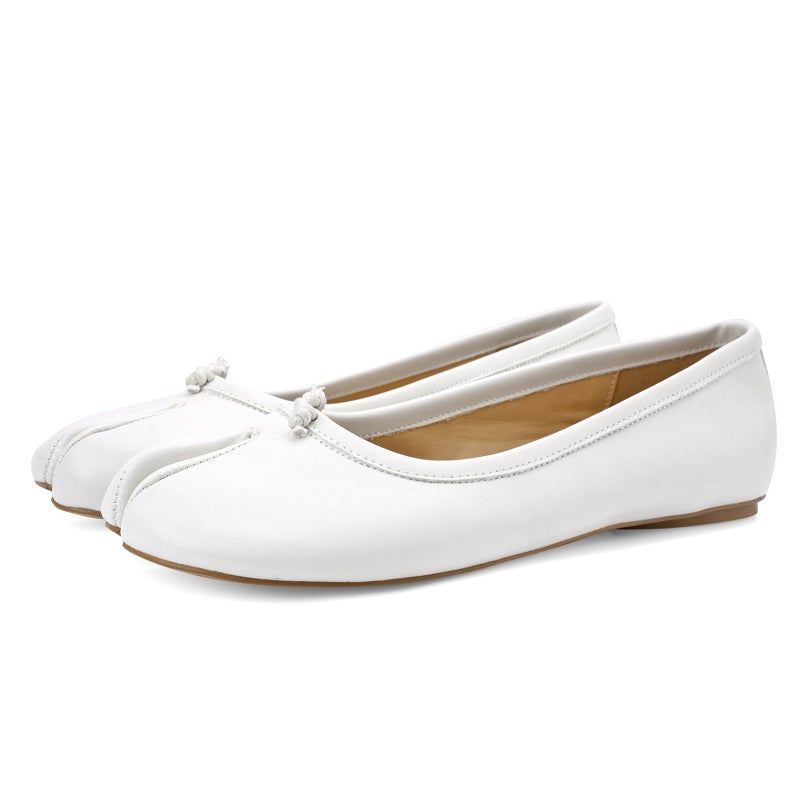 VBDB Tabi White Flats Shoes Women Low Heels Comfortable Ballet Flats Slip on Shoes Wide Width Split Toe Ballet Flats Shoes Size 95