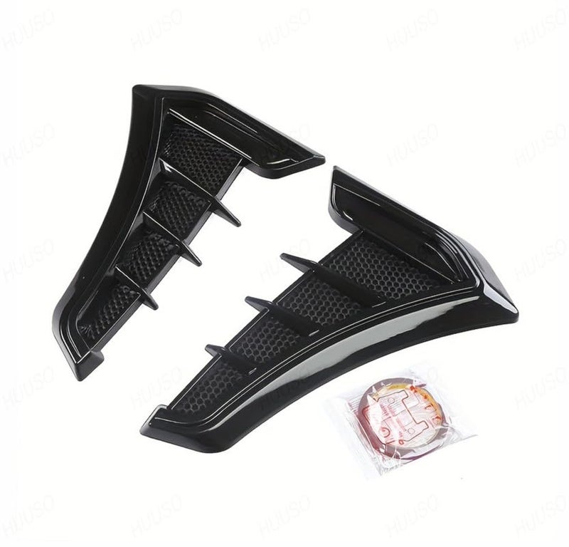 HUUSO 2Pcs Car Air Flow Vent Fender Trim HD-717 Glossy Black Sports Car Styling Decorative Aero Decal Sticker Exterior Accessory Compatible with Maruti Grand Vitara (2022) - Image 2