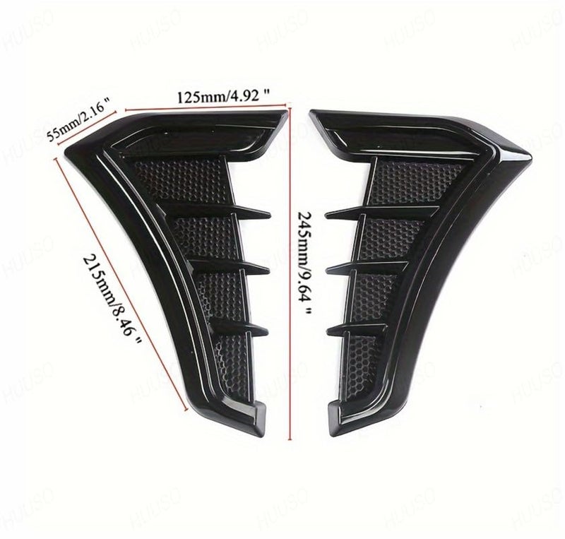 HUUSO 2Pcs Car Air Flow Vent Fender Trim HD-717 Glossy Black Sports Car Styling Decorative Aero Decal Sticker Exterior Accessory Compatible with Maruti Grand Vitara (2022) - Image 4