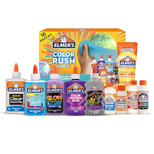 Elmers Color Rush Slime Kit Includes Liquid Glue Activator Makes Color Changing Glow in The Dark Butter Slime and More 10 Piece Kit Perfect for Birthday Parties Gift Idea Kids Activity - Image 1