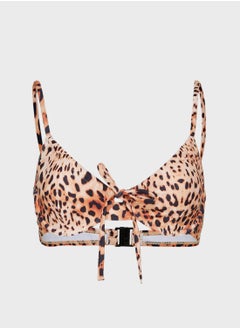 Natural Leopard Bow Front Bikini Top