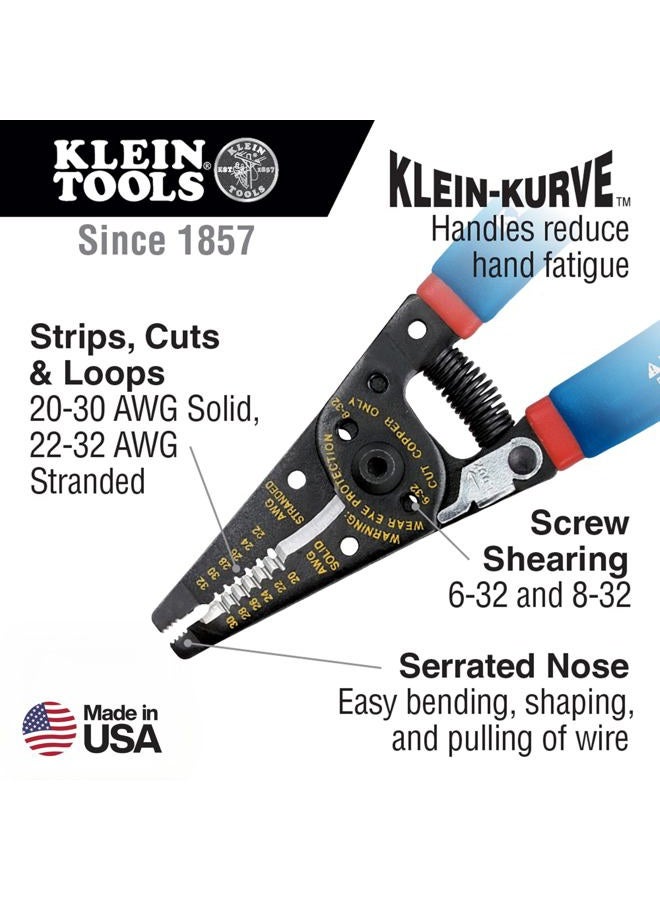 Klein Tools 11057 Wire Cutter/Wire Stripper, Heavy Duty Wire Cutter Stripper for 20-30 AWG Solid Wire and 22-32 AWG Stranded Wire - Image 2