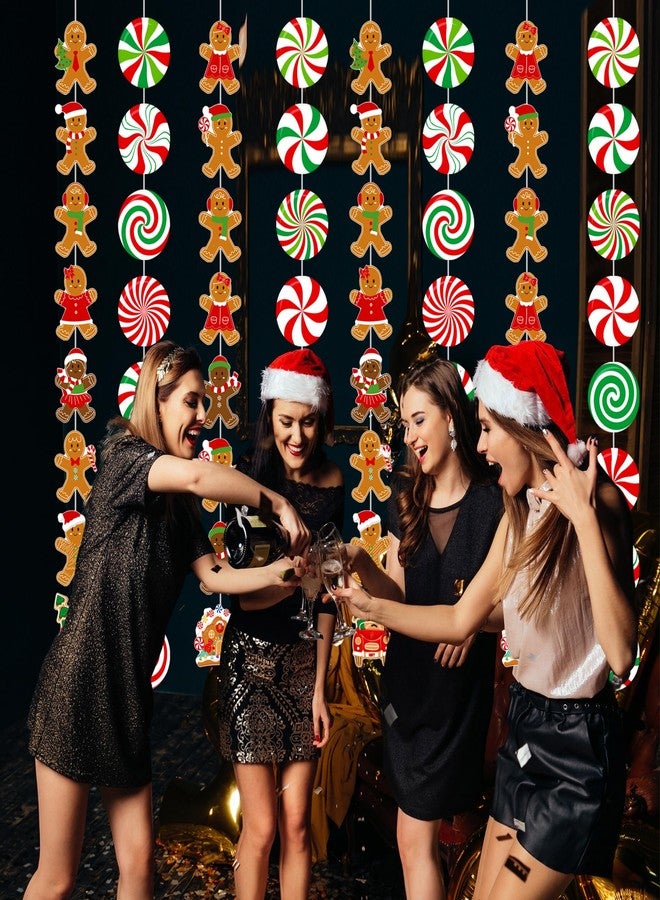 اوموني زينة معلقة على شكل رجل خبز الزنجبيل، 8 قطع، لوازم حفلات عيد الميلاد، زينة ورقية معلقة على شكل عصا حلوى عيد الميلاد بنكهة النعناع، لافتة منزل خبز الزنجبيل للأولاد والبنات، زينة عيد الميلاد وسانتا كلوز - Image 4