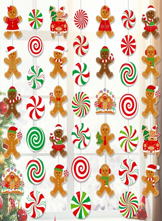 اوموني زينة معلقة على شكل رجل خبز الزنجبيل، 8 قطع، لوازم حفلات عيد الميلاد، زينة ورقية معلقة على شكل عصا حلوى عيد الميلاد بنكهة النعناع، لافتة منزل خبز الزنجبيل للأولاد والبنات، زينة عيد الميلاد وسانتا كلوز - Image 1