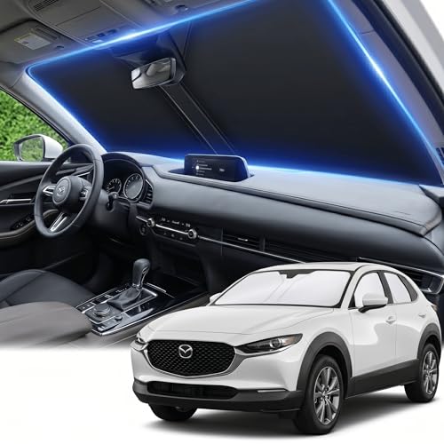 AuyNeas for 2019-2024 2025 2026 Mazda CX-30 CX30 Windshield Sun Shade, Front Window Shade Custom Fit CX30 Accessories Sun Visor Foldable Shade Blocks UV Rays Summer Must Have Car Accessories - Image 1
