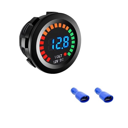 Sylvil Waterproof Voltmeter for Car DC 12V LED Digital Display Voltage Gauge with Terminals Universal Round Panel Vehicle Battery Voltage Tester for Car Motorcycle Boat - Image 1
