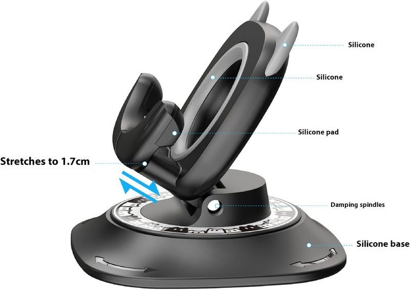 Anti Slip Car Phone Mount Holder Rack with Flexible Rotating Dashboard Adhesive Base Fit 4-7Inch Mobile Devices Tool Less Car Phone Mount - Image 5