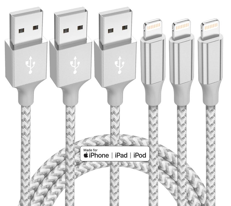 Bkayp iPhone Charger 3 Pack 10 ft Apple MFi Certified Lightning Nylon Braided Cable Fast Charging Cord Compatible with iPhone 13 12 11 Pro Max XR XS X 8 7 6 Plus SE iPad and More - Image 1