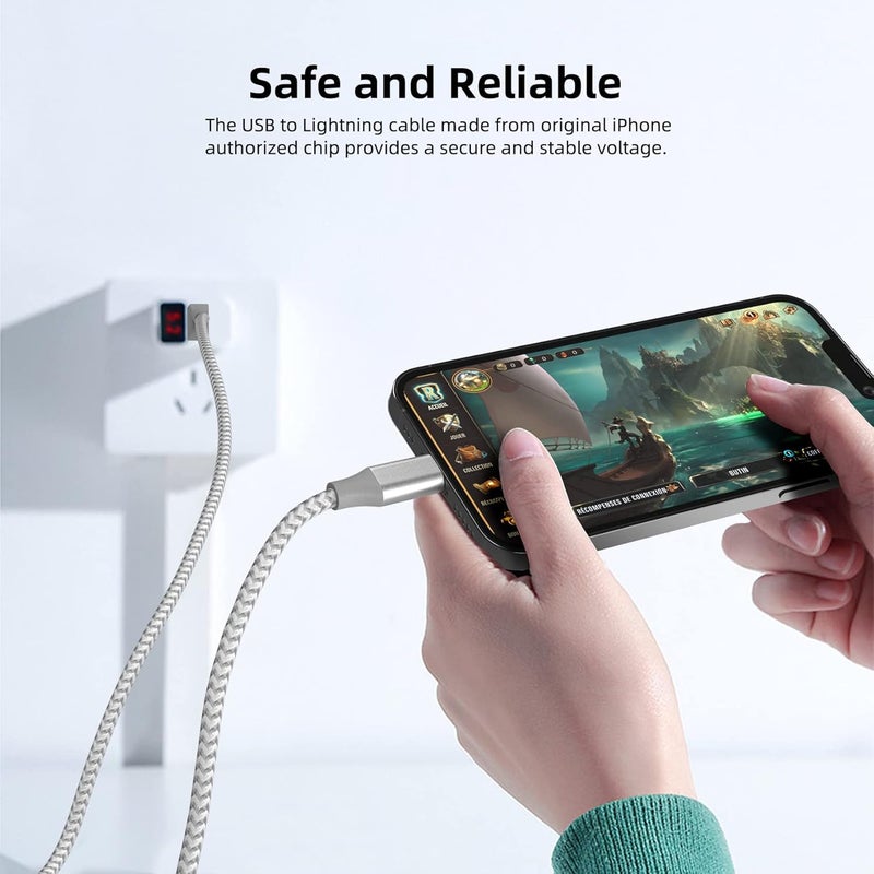Bkayp iPhone Charger 3 Pack 10 ft Apple MFi Certified Lightning Nylon Braided Cable Fast Charging Cord Compatible with iPhone 13 12 11 Pro Max XR XS X 8 7 6 Plus SE iPad and More - Image 5