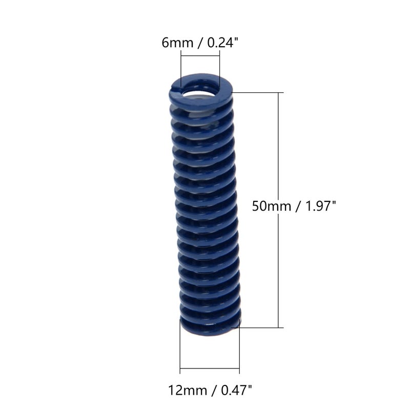 Metal Spring，Springs Compression Spring, 12mm OD 6mm ID 50mm Long Spiral Stamping Light Load Compression Mould Die Spring for 3D Printer Accessories Mechanical Equipment Blue Tone 2pcs - Image 4