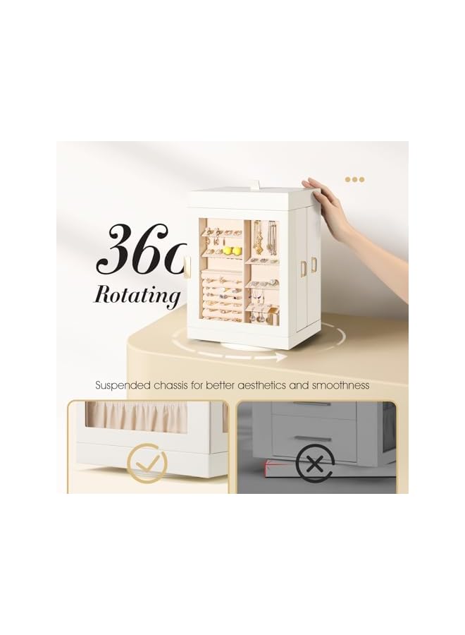 The Bros 360° Rotating Jewelry Organizer - Large, Elegant Jewelry Boxes for Women Necklace, Ring & Earring Storage, Vertical Jewelry Organizers and Storage  - Image 3
