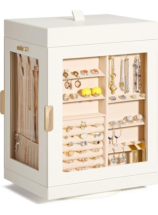 The Bros 360° Rotating Jewelry Organizer - Large, Elegant Jewelry Boxes for Women Necklace, Ring & Earring Storage, Vertical Jewelry Organizers and Storage  - Image 1
