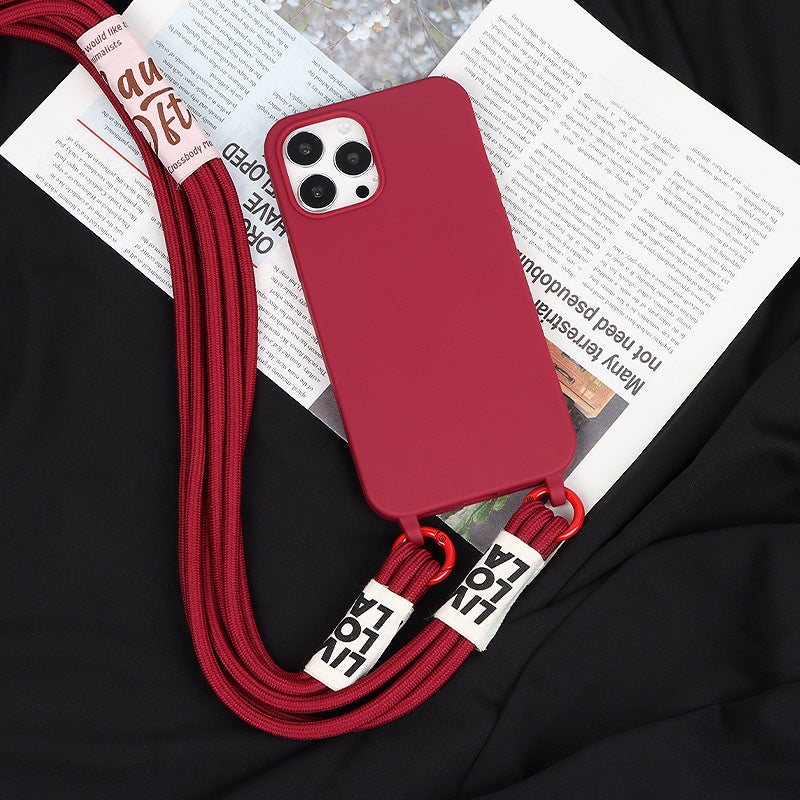 Mobile phone shell women's new crossbody lanyard mobile phone shell for Apple 14Promax milk tea wholesale one-piece delivery - Image 2
