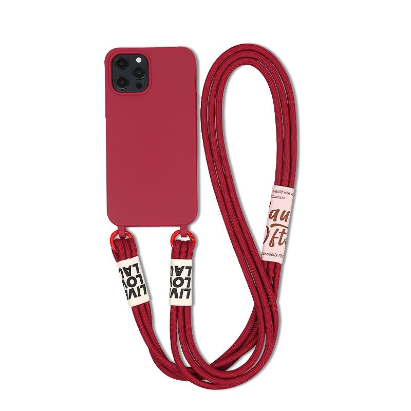 Mobile phone shell women's new crossbody lanyard mobile phone shell for Apple 14Promax milk tea wholesale one-piece delivery - Image 1