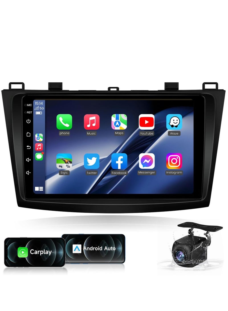 ستيريو سيارة أندرويد لمازدا 3 2010 2011 2012 2013 2 جيجابايت رام 32 جيجابايت روم يدعم أبل كاربلاي، ميرورلينك واي فاي بي تي، شاشة لمس IPS 9 بوصة مع كاميرا AHD متضمنة - Image 1