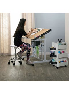 SD STUDIO DESIGNS Studio Designs Deluxe Craft Station, Top Adjustable Drafting Table Craft Table Drawing Desk Hobby Table Writing Desk Studio Desk with Drawers, 36''W x 24''D, White / Maple  - Image 4