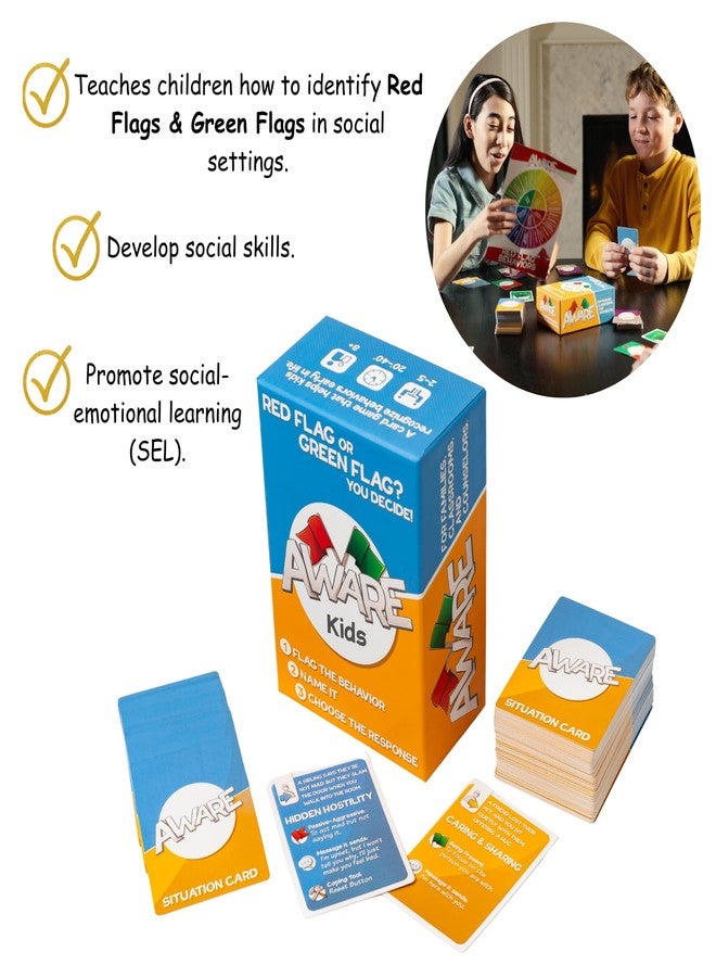 AWARE Kids Card Game - Learn to Spot Red Flag & Green Flag Behaviors Through Play | Teaches Healthy vs Unhealthy Behaviors | Ages 8-12 | Family & Classroom Use - Image 2