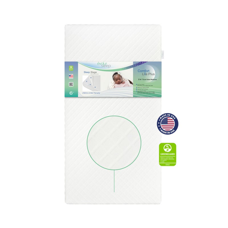 Evolur Comfort Lite Plus Fiber Crib Toddler Mattress Greenguard Gold Certified