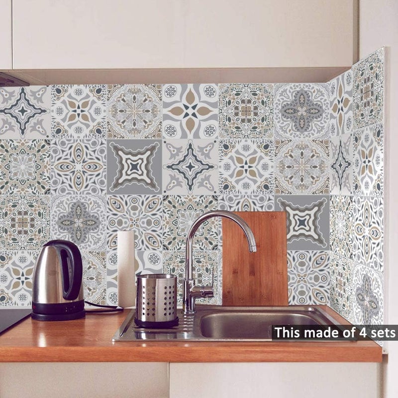 Alwayspon 10 Pieces Square Vinyl Tile Sticker, Self Adhesive Tile Decals for Living Room Kitchen Dining Room Bathroom Decoration (Ts060, 15x15cm) - Image 3