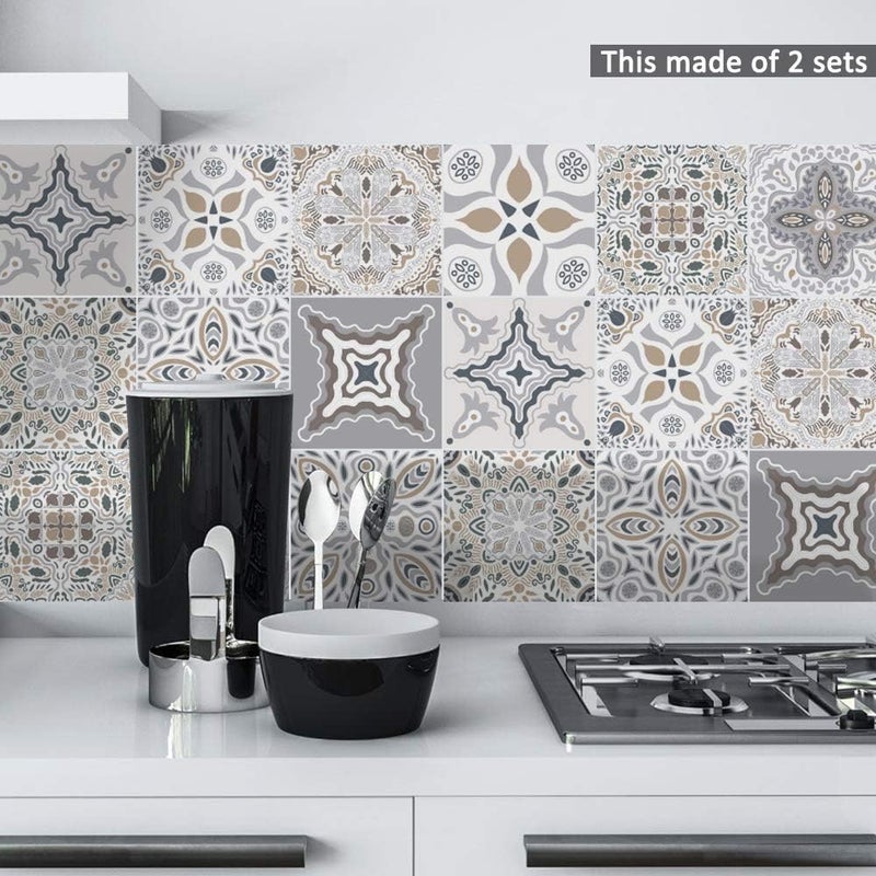 Alwayspon 10 Pieces Square Vinyl Tile Sticker, Self Adhesive Tile Decals for Living Room Kitchen Dining Room Bathroom Decoration (Ts060, 15x15cm) - Image 5