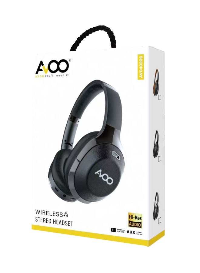 AVOO Bluetooth Wireless Headset Over-Ear Headphone EP206 With Mic Black - Image 2
