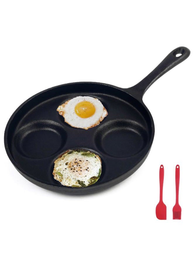 Waykea 4-Cup Cast Iron Fried Egg Pan 9.5" Pancake Pan Burger Omelette Cooker Griddle - Image 1