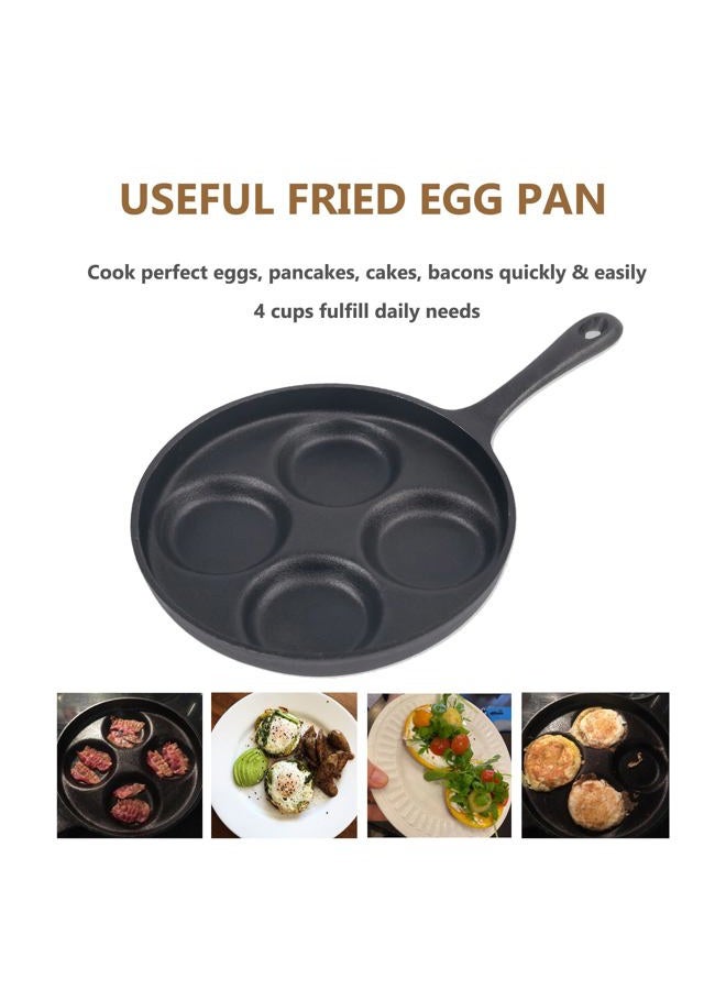 Waykea 4-Cup Cast Iron Fried Egg Pan 9.5" Pancake Pan Burger Omelette Cooker Griddle - Image 3