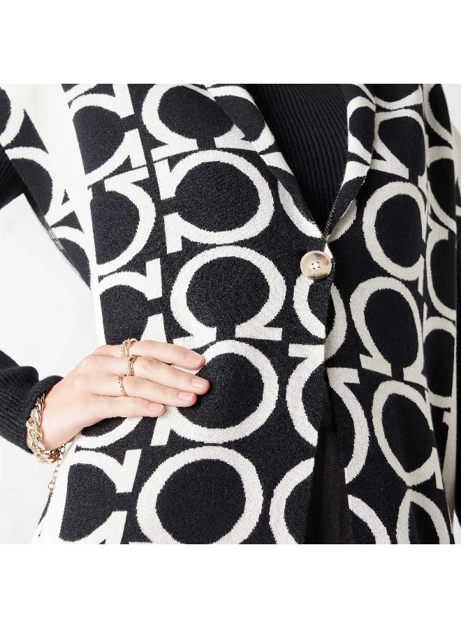 Iconic Iconic Textured Longline Cardigan with Fringes