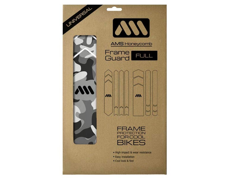 All Mountain Style MTB Bike Frame Protector - Honeycomb 380 Microns PVC - Universal Guard for Downhill & Enduro - 18-Piece Set - Clear/Camo - Image 5