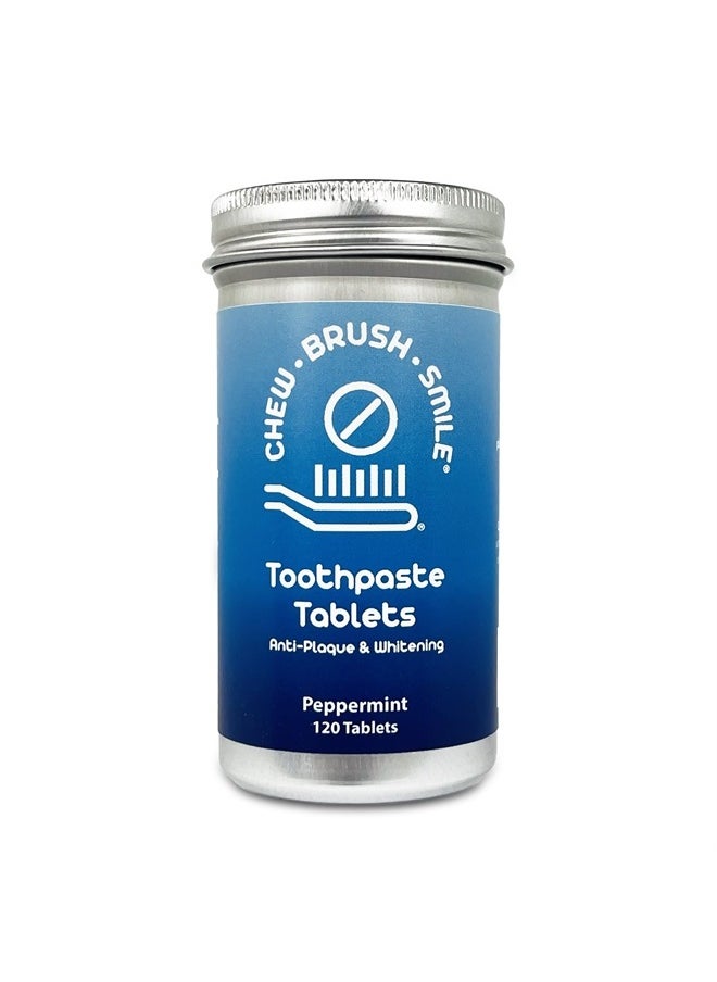 WELdental - Chew Brush Smile Toothpaste Tablets 120 Count, Peppermint - Image 1