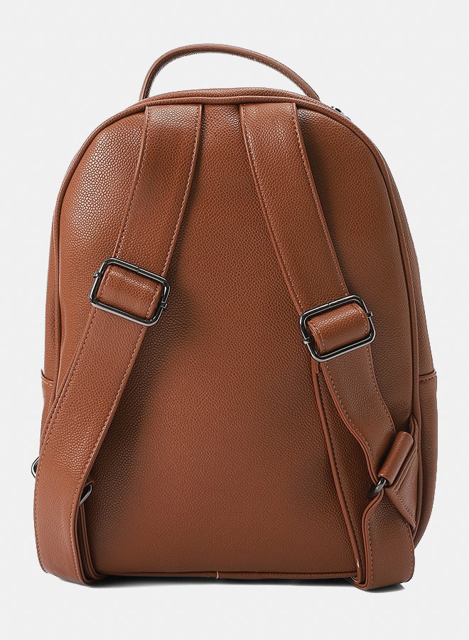 DejaVu Self Pattenerend With One Main Compartment Brown Leather Backpack - Image 3