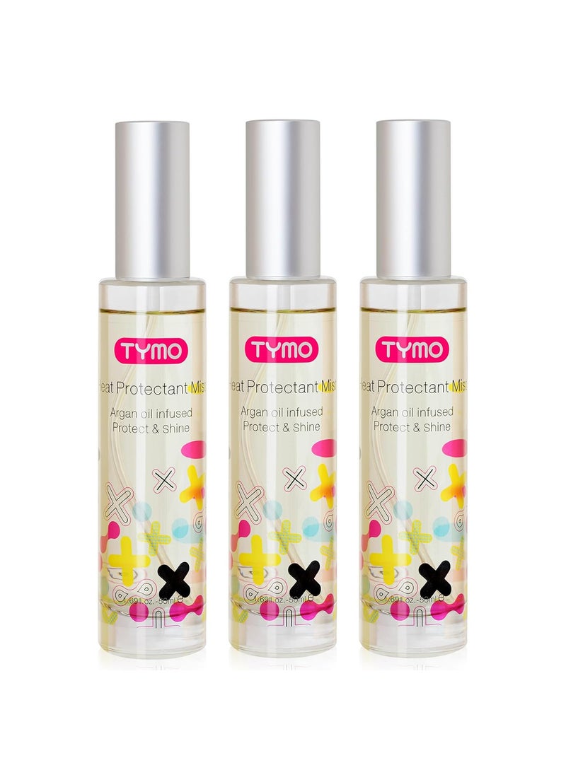 TYMO TYMO Heat Protectant for Hair with Argan Oil for Heated Styling Tools Leave in Conditioner Spray to Smooth  Hydrate Natural Pure Formulation Multibenefit Treatment Lightweight Spray Pack of 3 