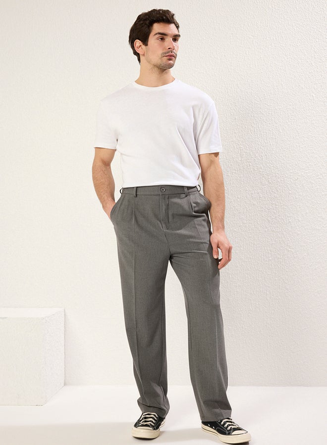 trendyol Grey Wideleg Baggy Relaxed Fit More Sustinable Woven Fabric Trousers - Image 4