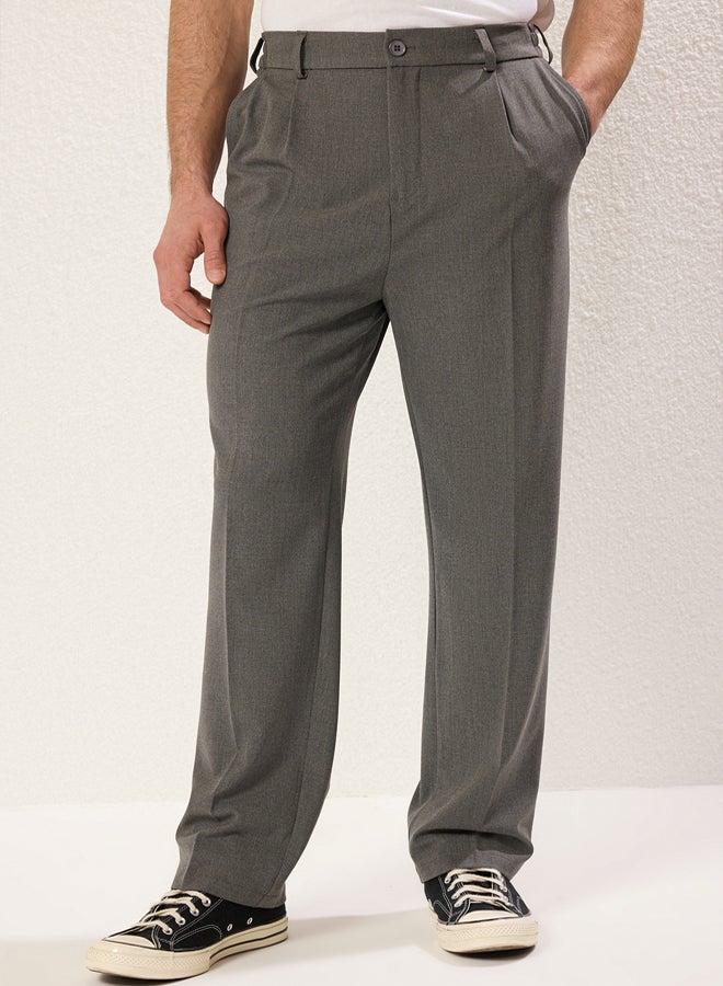 trendyol Grey Wideleg Baggy Relaxed Fit More Sustinable Woven Fabric Trousers - Image 5