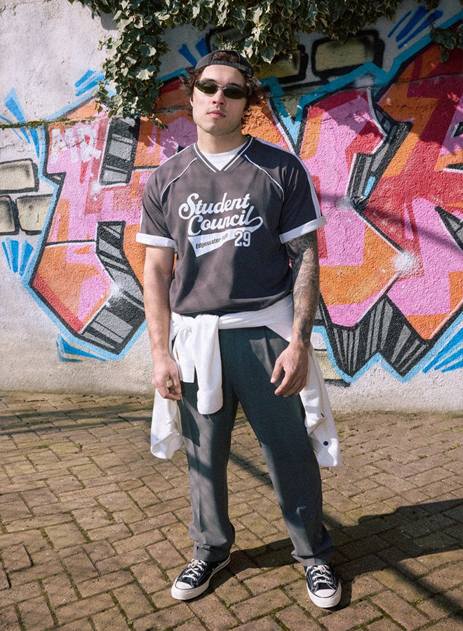 trendyol Grey Wideleg Baggy Relaxed Fit More Sustinable Woven Fabric Trousers - Image 3