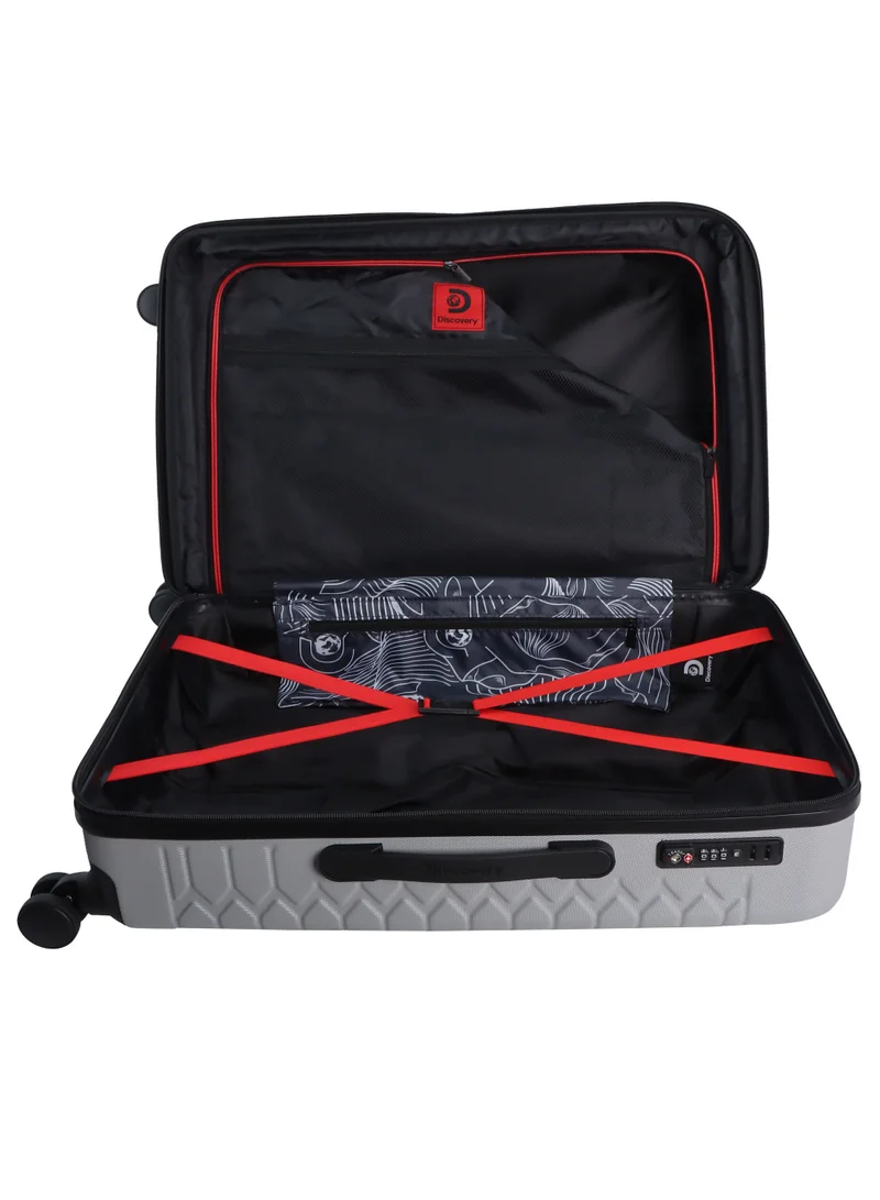 Discovery Discovery Reptile ABS Hardshell Luggage Set Silver, Durable Lightweight Expandable Suitcase, 4 Double Wheel With TSA Lock 3pcs Trolley Bag (20+24+28 Inch).