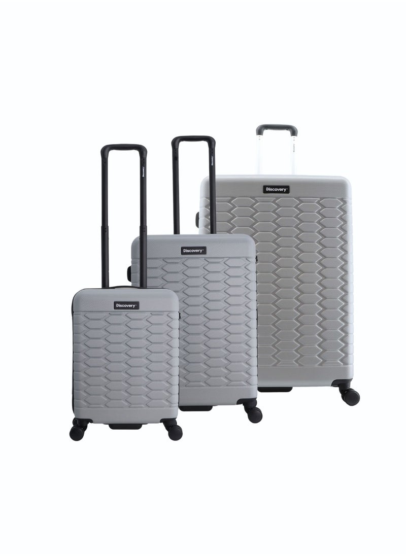 Discovery Reptile ABS Hardshell Luggage Set Silver, Durable Lightweight Expandable Suitcase, 4 Double Wheel With TSA Lock 3pcs Trolley Bag (20+24+28 Inch). - pzsku/Z35C4E2BD90F99FEB0671Z/45/_/1720684023/89db8121-2ff8-41b4-ae3d-c31f607d83ab