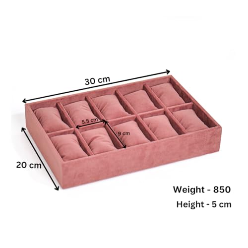 La Trove Watch and Bracelet Organizer Tray for Men & Women | 10 Slot Storage Holder for Wardrobe Drawer Closet | Luxury Display Organizer for Watches, Bracelets & Accessories | Dark Pink - Image 5