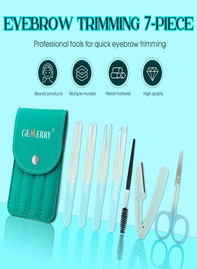 GEMERRY Eyebrow Tweezers Set, 7 Pcs Lash Tweezers for Women, Precision Tweezer for Eyebrows with Curved Scissors and Eyebrow Razor and Lashes Brush for Ingrown Hair Stainless Steel Eyelash Tweezers - Image 3