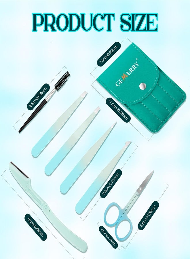GEMERRY Eyebrow Tweezers Set, 7 Pcs Lash Tweezers for Women, Precision Tweezer for Eyebrows with Curved Scissors and Eyebrow Razor and Lashes Brush for Ingrown Hair Stainless Steel Eyelash Tweezers - Image 2