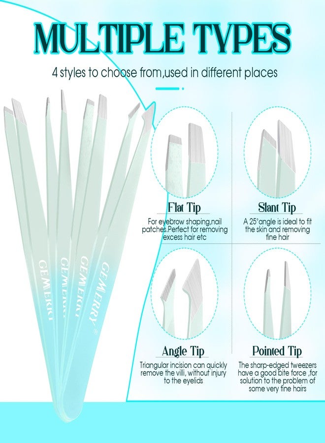 GEMERRY Eyebrow Tweezers Set, 7 Pcs Lash Tweezers for Women, Precision Tweezer for Eyebrows with Curved Scissors and Eyebrow Razor and Lashes Brush for Ingrown Hair Stainless Steel Eyelash Tweezers - Image 4
