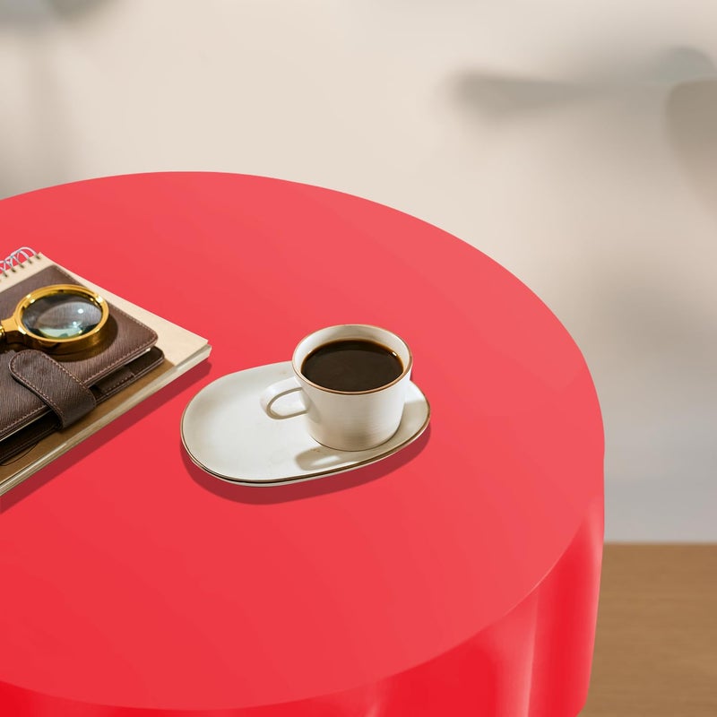 YSYJ 3 Pack Red Plastic Tablecloth Disposable Round Table Cloth 84 Inch Table Cover for Parties - Image 5