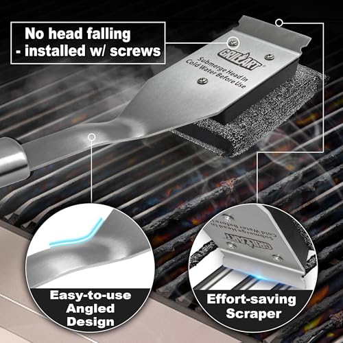 GRILLART Grill Brush Bristle Free, Safe Grill Brush for Outdoor Grill, SteamWizards BBQ Grill Cleaning Brush Kit, Replaceable Head Grill Scraper Tool, Grill Cleaner BBQ Accessories, Gifts for Men/Dad - Image 4