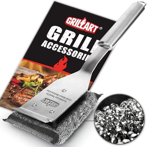 GRILLART Grill Brush Bristle Free, Safe Grill Brush for Outdoor Grill, SteamWizards BBQ Grill Cleaning Brush Kit, Replaceable Head Grill Scraper Tool, Grill Cleaner BBQ Accessories, Gifts for Men/Dad - Image 1