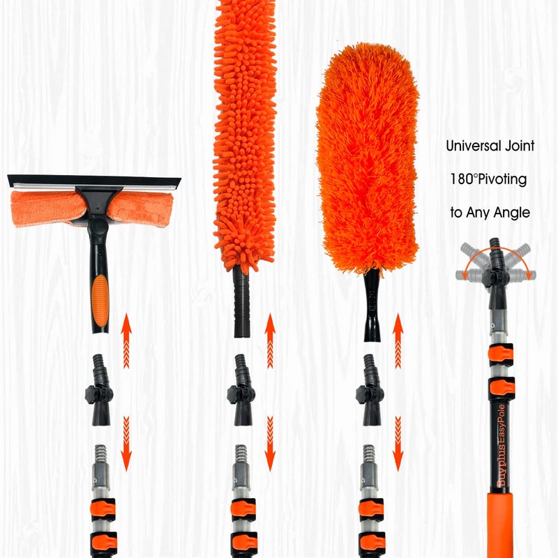 Buyplus 26FT Reach Dusting Kit, Long Duster with 5-20FT Extension Pole for High Ceilings, Cobweb Duster, Microfiber Duster, Window Squeegee, Extendable Duster Cleaning Kit - Image 4