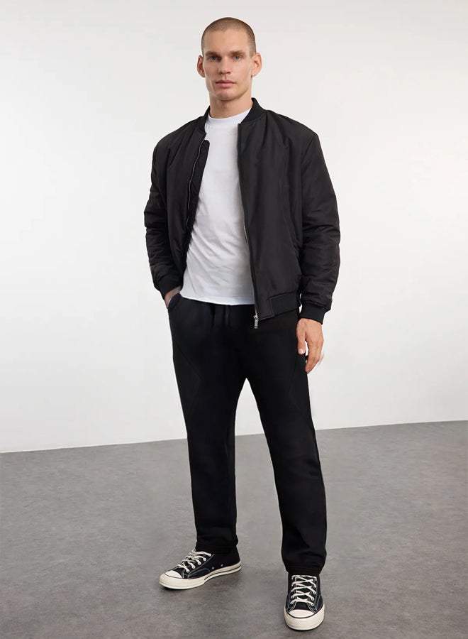 trendyol Black Regular Cut Pique Textured Fabric Detailed Sweatpants TMNAW25EA00010  - Image 1