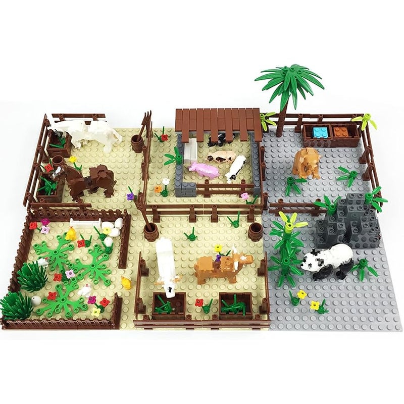 TNDCKP Sufeasdf Barn and Farm Building Block Set B, Panda, Cow Pen, Horse Pen, Chicken Coop, Compatible with Lego 853792 Accessory for Ages 6-12, XHBB0007 - Image 1