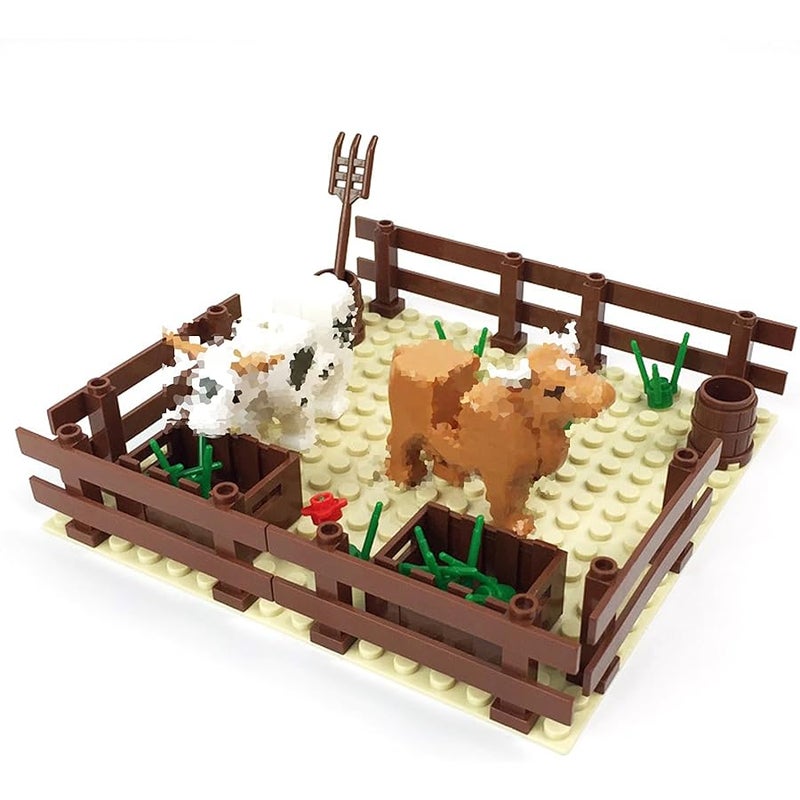 TNDCKP Sufeasdf Barn and Farm Building Block Set B, Panda, Cow Pen, Horse Pen, Chicken Coop, Compatible with Lego 853792 Accessory for Ages 6-12, XHBB0007 - Image 2