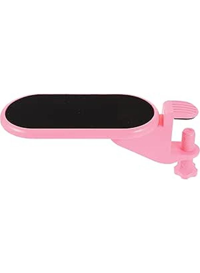 Adjustable Desk Arm Rest Wrist Support Pad with Clamp Mount Pink for Office and Gaming - Image 1